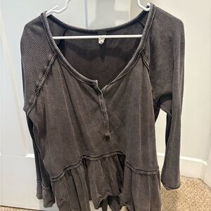 We The Free Dark Gray Peplum Blouse